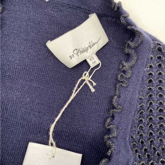 Phillip Lim Navy Blue Gold Cardigan Button Up Sweater Long Sleeve XS - Picture 2 of 6